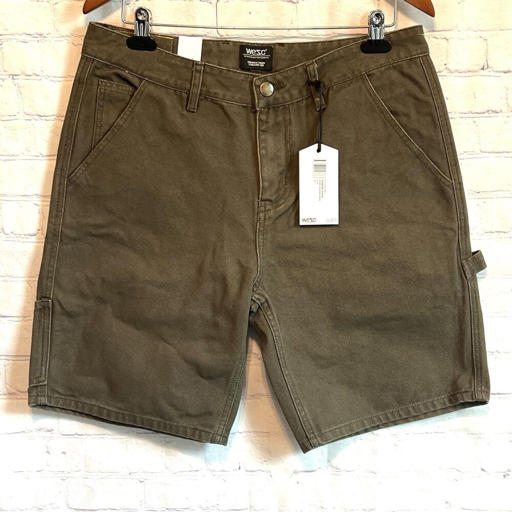 WeSC Carpenter Shorts Spring Canvas Adult Size 30 Mud Look Brown Denim NWT